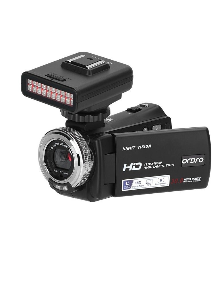 ORDRO 1080P Full HD 16X Digital Zoom Recording Video Camera Portable Camcorder with 3.0 Inch Rotatable LCD Screen Max. 30 Mega Pixels Support Night Vision Face Detection Face Beautification - Image 5